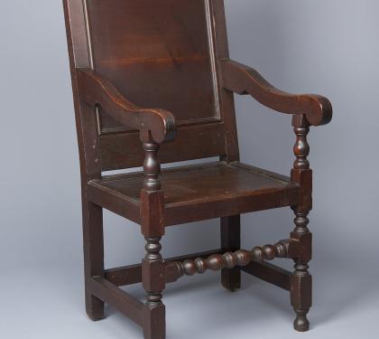 Very Rare Walnut Wm and Mary Wainscot Arm Chair