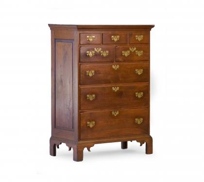 Walnut Chippendale Semi-High Chest of Drawers 