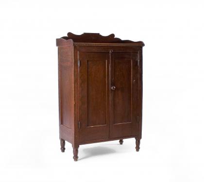 Diminutive Pine Red and Black Grain Painted Jelly Cupboard 