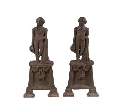 Pair of Cast Iron George Washington Andirons (SOLD)