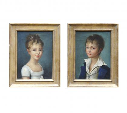 Pair of Oil on Canvas Portraits