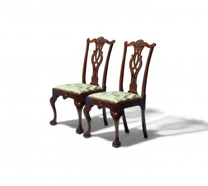 Pair of Walnut Chippendale Side Chairs