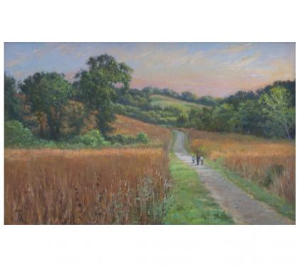 Oil on Canvas Entitled "Georgia Farm - Last Rays" by Michael Stuart Traines