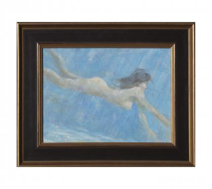 Acrylic on Panel Entitled Mermaid for &quot;Thomas W. Dewing&quot; by John Suplee