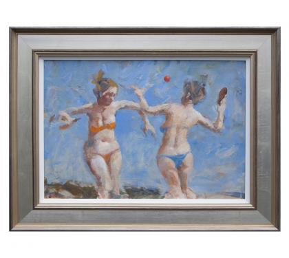 Acrylic on Panel Entitled &quot;Paddleball for Grigory Gluckmann&quot; by John Suplee
