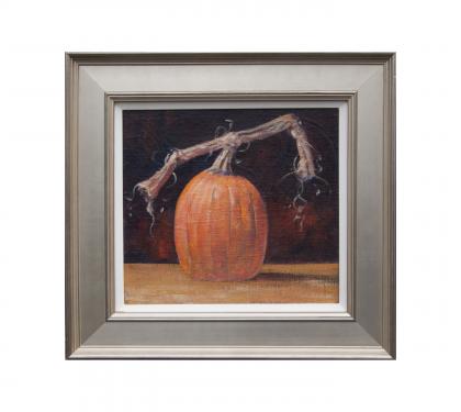 Acrylic on Linen Panel Entitled &quot;Patio Pumpkin&quot; by John Suplee