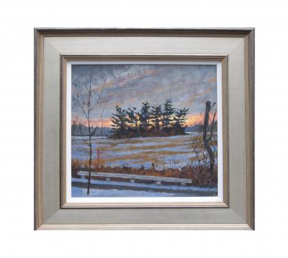 Acrylic on Panel Entitled &quot;Sunset from Superfresh (Small Version)&quot; by John Suplee