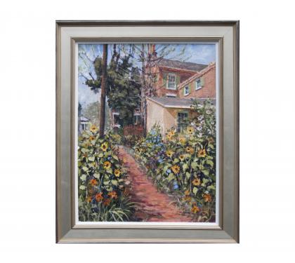 Acyrlic on Panel Entitled&quot; Sidewalk Garden&quot; by John Suplee