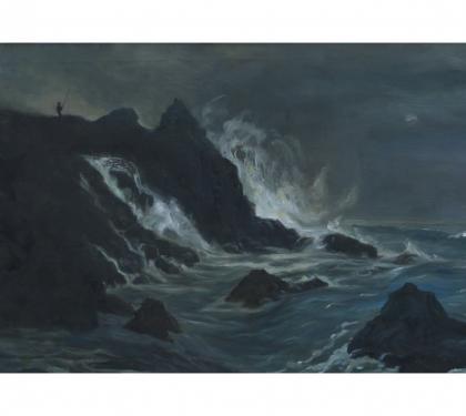 Oil on Canvas Entitled &quot;End of the Night&quot; by Richard Chalfant