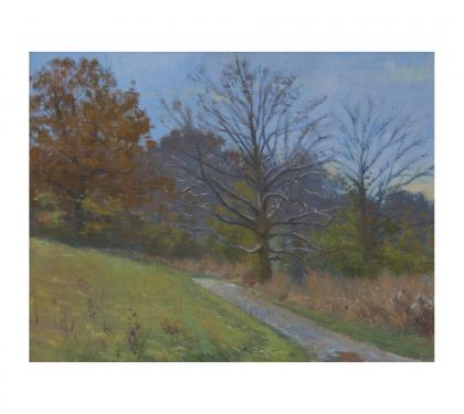 Oil on Panel Entitled "Autumn at Georgia Farm" by Michael Stuart Traines