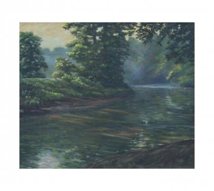 Oil on Canvas Entitled &quot;Morning on the Brandywine&quot; by Richard Chalfant