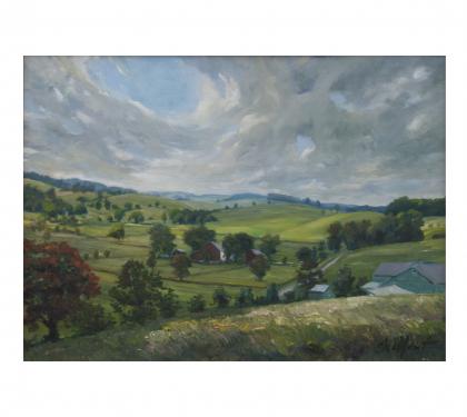 Oil on Panel Entitled &quot;Doe Run&quot; by Richard Chalfant