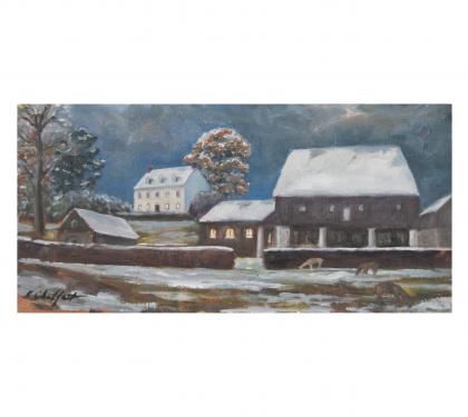 Oil on Panel Entitled &quot;Early Snow&quot; by Richard Chalfant