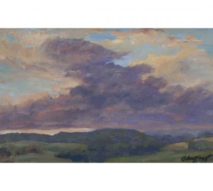Oil on Panel Entitled &quot;Sunset Meditation&quot; by Richard Chalfant