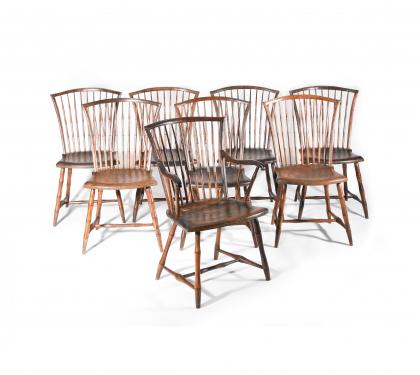 Set of 8 Duck-Bill Windsor Chairs