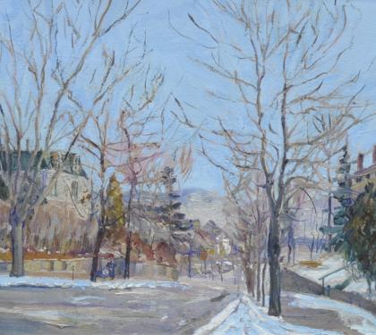 Oil on Board Entitled "McCartney Street" by W.E. Baum