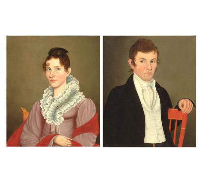 Pair of Folk Portraits by Possibly Ammi Phillips (SOLD)