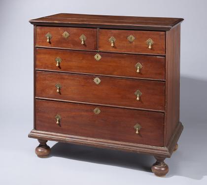 Walnut William and Mary Low Chest of Drawers 