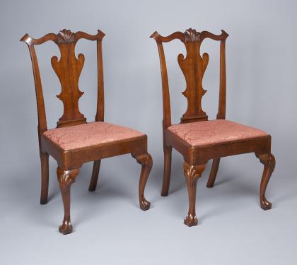 Pair of Walnut Queen Anne Side Chairs