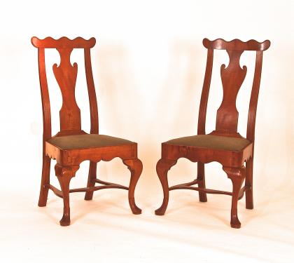 Rare Pair of Maple Queen Anne Side Chairs