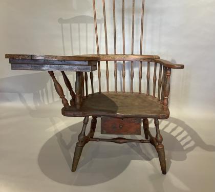 Rare Writing Arm Comb Back Windsor Chair