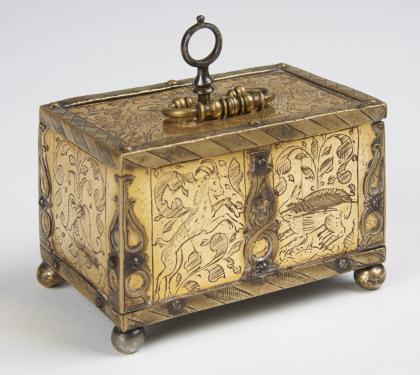 Engraved Miniature Brass Casket by Micheal Mann (SOLD)