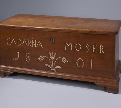 Very Rare Walnut Sulfur Inlaid Blanket Chest