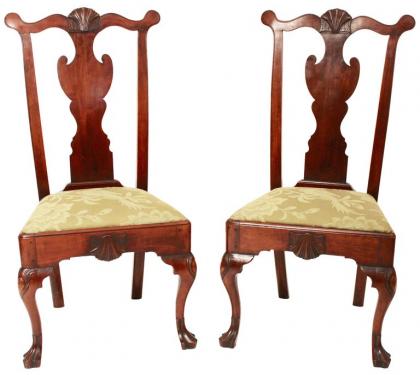 Pair of Mahogany Queen Anne Side Chairs
