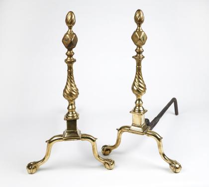 A Very Rare Pair of Brass Andirons (SOLD)