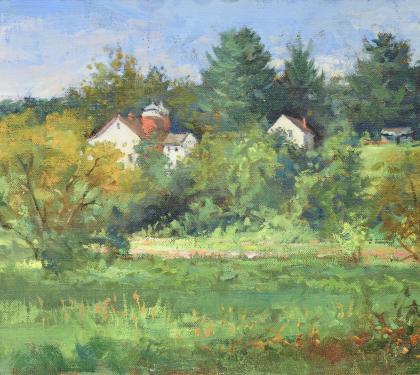 Oil on Panel Entitled "Chester County Farmstead" by Michael Traines