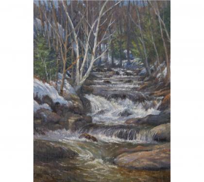 Oil on Panel Entitled "Connecticut Fall" by Michael Stuart Traines