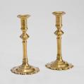 Pair of Brass Quenn Anne Candlesticks: Front
