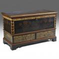 A Striking Polychrome Painted Dower Chest