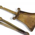 Very Rare Early Pair of Ball Brass Fire Tools (SOLD)