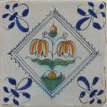 A Set of Thirty Six Dutch Delft Polychrome Tulip Tiles A Set of Thirty Six Dutch Delft Polychrome Tulip Tiles