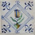 A Set of Thirty Six Dutch Delft Polychrome Tulip Tiles A Set of Thirty Six Dutch Delft Polychrome Tulip Tiles