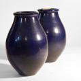 Pair of Galloway Glazed Urns with Excellent Indigo Patina (SOLD)
