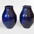 Pair of Galloway Glazed Urns with Excellent Indigo Patina (SOLD)