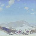 Oil on Canvas Entitled &quot;Village in Winter&quot;