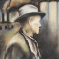 Pastel on Paper Entitled &quot;Unemployed&quot; by Grace Gemberling Keast (SOLD)