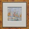 Pastel on Paper Entitled &quot;Barques of Brittany&quot; by Elizabeth Fisher Washington