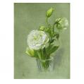 Oil on Linen Entitled "White Lisianthus" by Michael Stuart Traines