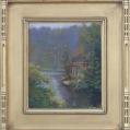 Oil on Canvas Entitled "Early Morning at the Gazebo - Longwood" by Michael Stuart Traines Oil on Canvas Entitled "Early Morning at the Gazebo - Longwood" by Michael Stuart Traines