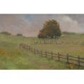 Oil on Board Entitled "Fencescape - Sural Farm" by Michael Stuart Traines