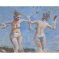 Acrylic on Panel Entitled &quot;Paddleball for Grigory Gluckmann&quot; by John Suplee