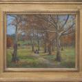 Oil on Panel Entitled "Chows in the Buttonwoods – East Goshen Park" by Michael Stuart Traines