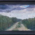 Oil on Canvas Entitled &quot;Hawk Hunt&quot; by Richard Chalfant