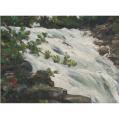 Oil on Panel Entitled &quot;Study on Falling Water&quot; by Richard Chalfant