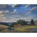 Oil on Canvas Entitled &quot;Green Tractor&quot; by Richard Chalfant