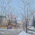 Oil on Board Entitled "McCartney Street" by W.E. Baum Oil on Board Entitled "McCartney Street" by W.E. Baum